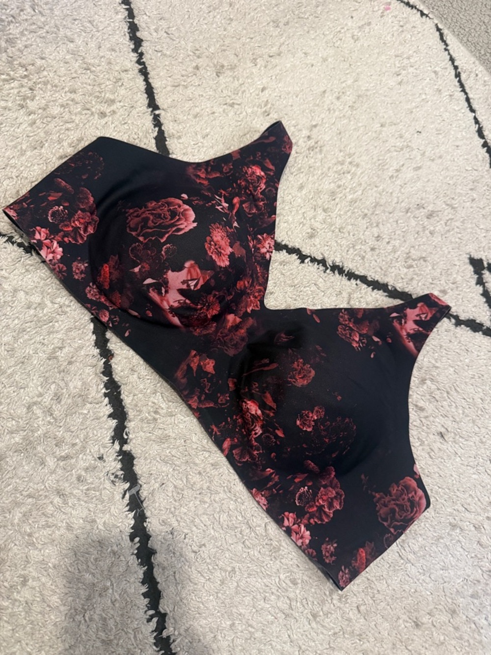 knix XXXL Floral Print Black & Red Wireless Bra